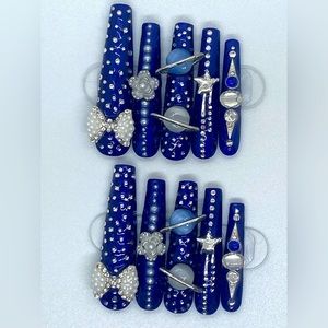 Handmade Press-On Nail Set Space Themed